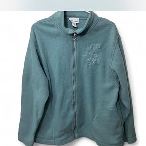 Alfred Dunner Teal Floral Fleece Jacket